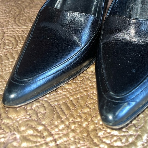 Y2K Vintage Gucci “loafer stilettos “👠 Black leather with a wooden heel - Picture 8 of 15